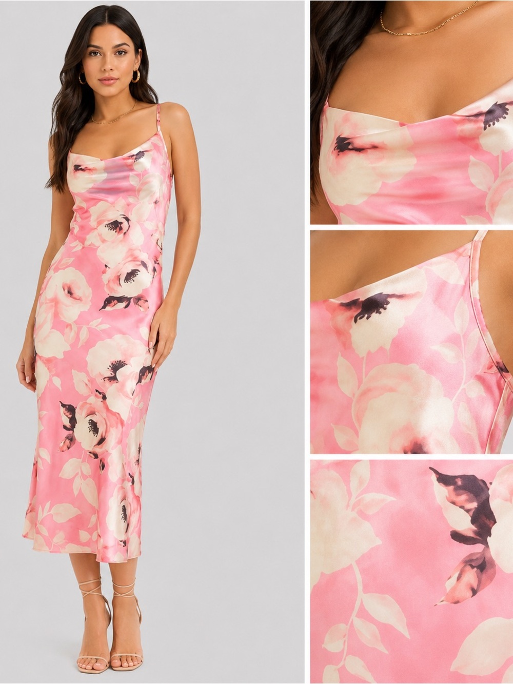 Lulus-Floral Pink Slipdress- size XS-NWT - Picture 2 of 13